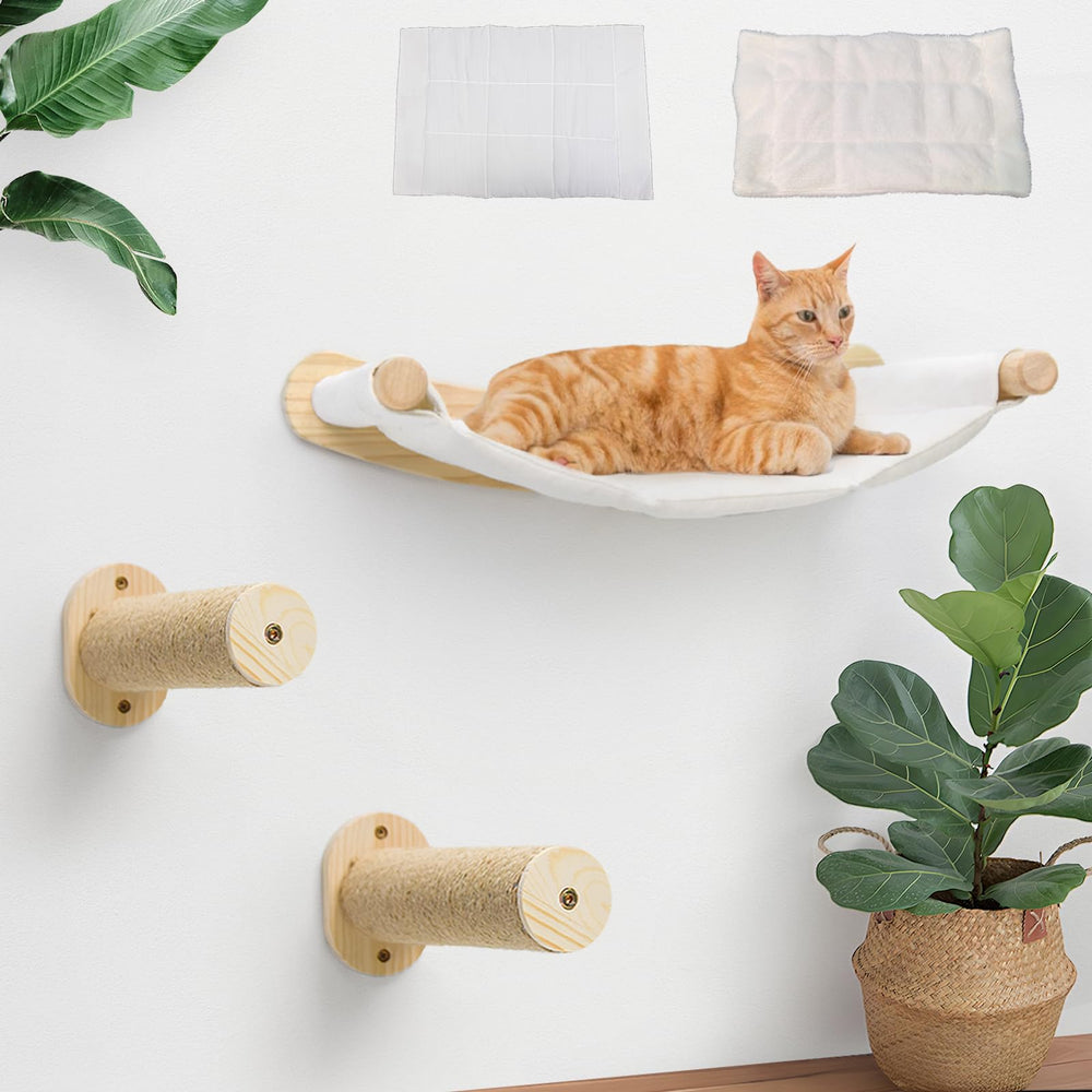 CYDDUP : hamac mural pour chat avec fourrure lapin, repos doux et sûr pour chats d’intérieur.