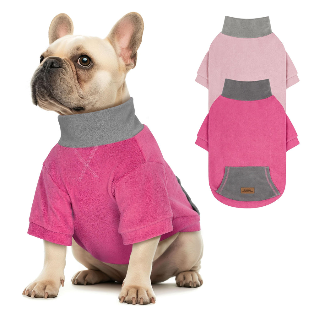 Gilets polaires deux pièces pour chien par cyeollo, rose et fuchsia, chaleur adaptée.