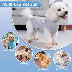 Cyeollo ouverture ventre chien bleu gris, urinage facilité sans retirer le vêtement.