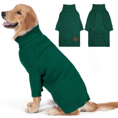 Pull cyeollo pour chien gros vert col roulé chaud pour l'hiver.