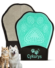 Gant double-face Cykurys pour poils chiens et chats, nettoyage efficace.