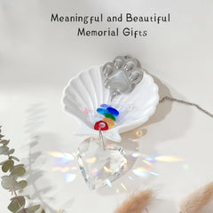 Cynlsum pendentif cristal arc-en-ciel cœur patte chat: rappel doux du compagnon félin.