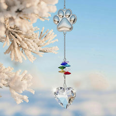 Cynlsum pendentif cristal arc-en-ciel cœur patte chien: souvenir durable et réconfort émotionnel.