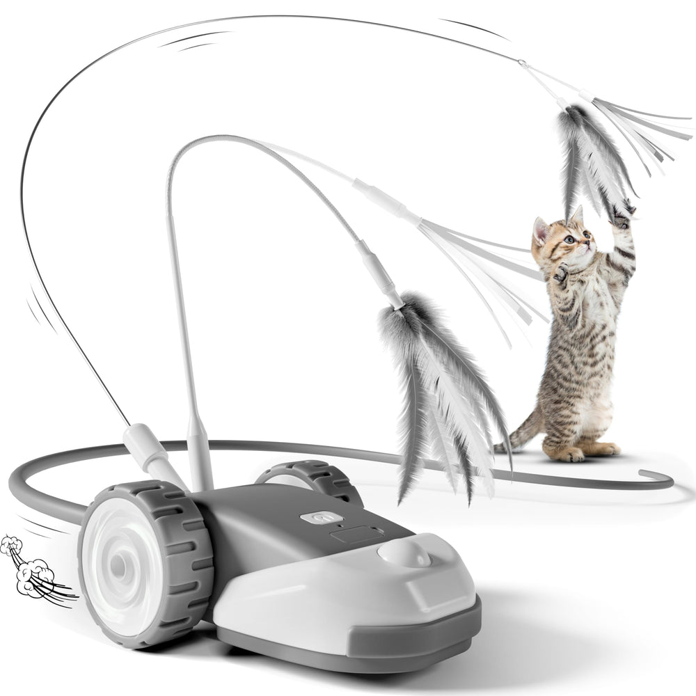 CYROS 3-en-1 souris mouvante pour chats, stimulation mentale et divertissement durable.