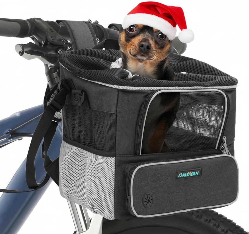 DAISTERN panier-chien-velo-petit-avant: sécurité et confort pendant la promenade à vélo.