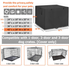 Dalema housse cage chien 42pouces, vue dos, fixation rapide et stabilité.