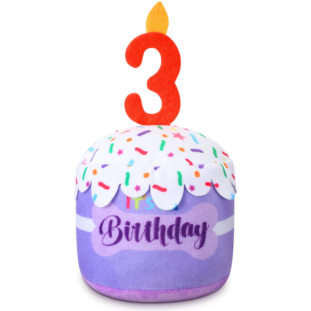 Dansydaisy gâteau anniversaire chien violet, jouet sifflant pour fête