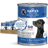 Dave's Pet Food Bland Diet – texture pâté douce, facile à mâcher pour chiens sensibles.