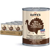Conserve Dave's Pet Food avec foie de dinde, 95% protéines simples pour chiens sensibles