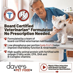Dave’s Pet Food Kidney Support emballage 13 oz – format pratique pour les repas.