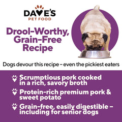 Dave's Pet Food nourriture humide porc et patate douce, idéal comme topping sain