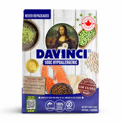 Davinci Chien hypoallergenique saumon – premier plan, texture appétente et protéines naturelles.