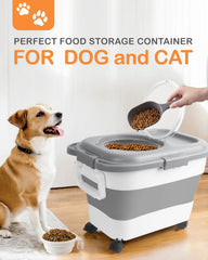 ddmommy-conteneur-nourriture-chat-roues-poignee: mobilité facilitée pour déplacer les aliments.