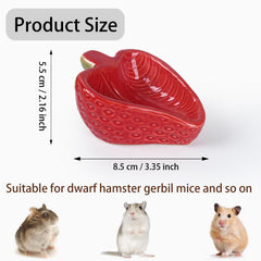 Bol hamster Deapeey en céramique rouge, style décoratif pour cage.