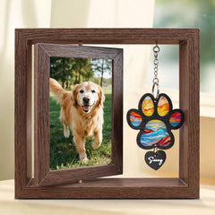DearKeeps cadre-photo-memoire chien-chat 4x6 en bois naturel, cadre durable et élégant.
