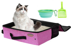 Litière Deblue portable pour chat dans la voiture, idéale en voyage.