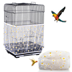 DECKALY attrape-graines pour cage oiseau daisy blanc, installation facile et nettoyage simplifié.