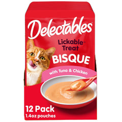 Delectables Bisque Lickable thon crèmeux pour chats.