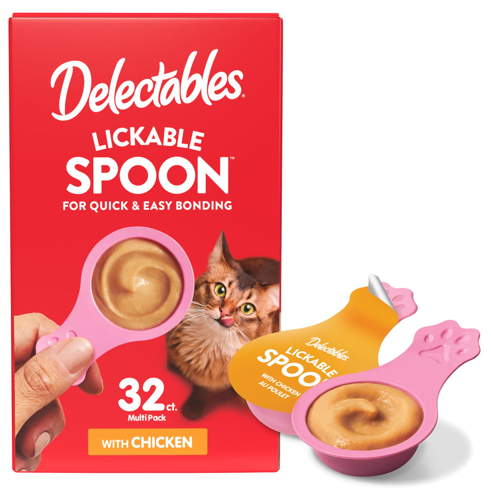 Delectables cuillère à lécher en main, facilite le lien avec votre chat.
