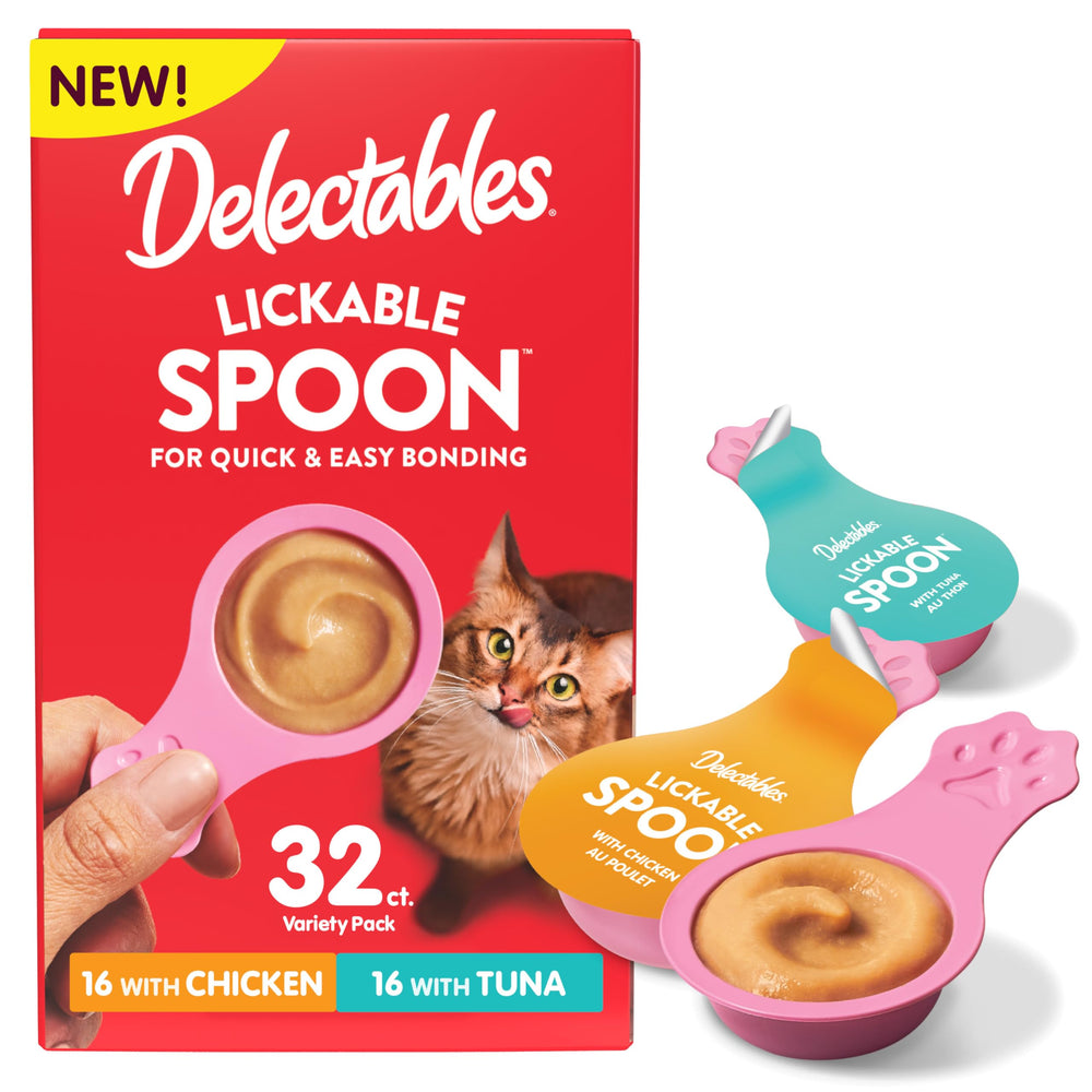 Cuillère lickable Delectables au poulet, purée crémeuse prête à partager