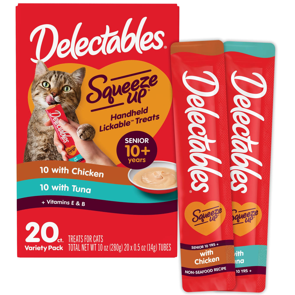 Emballage Delectables Squeeze Up Senior 10+ en tube pour moments de partage.