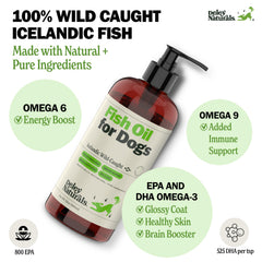 Deley Naturals Huile Poisson Chien, peau saine et hydratée.
