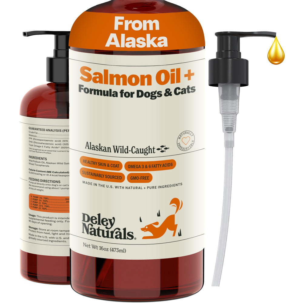 Deley Naturals huile saumon sauvage en bouteille pour chiens et chats