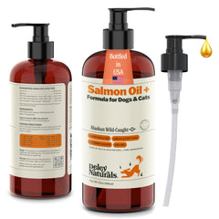 Versement sur nourriture: huile saumon Deley Naturals améliore pelage.