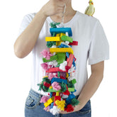 Deloky jouet perroquet blocs bois naturel multicolores, favorise le jeu et la mastication.
