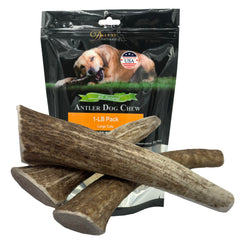 Deluxe Naturals montre l'emballage des cornes de wapiti entières 1 livre.
