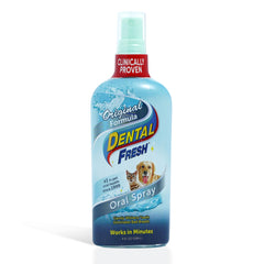 Dental Fresh Spray dentaire pour chiens et chats, pratique pour l'hygiène buccale.