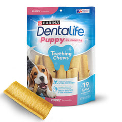 Dentalife chiot mastic dentition emballage refermable pratique pour le rangement.
