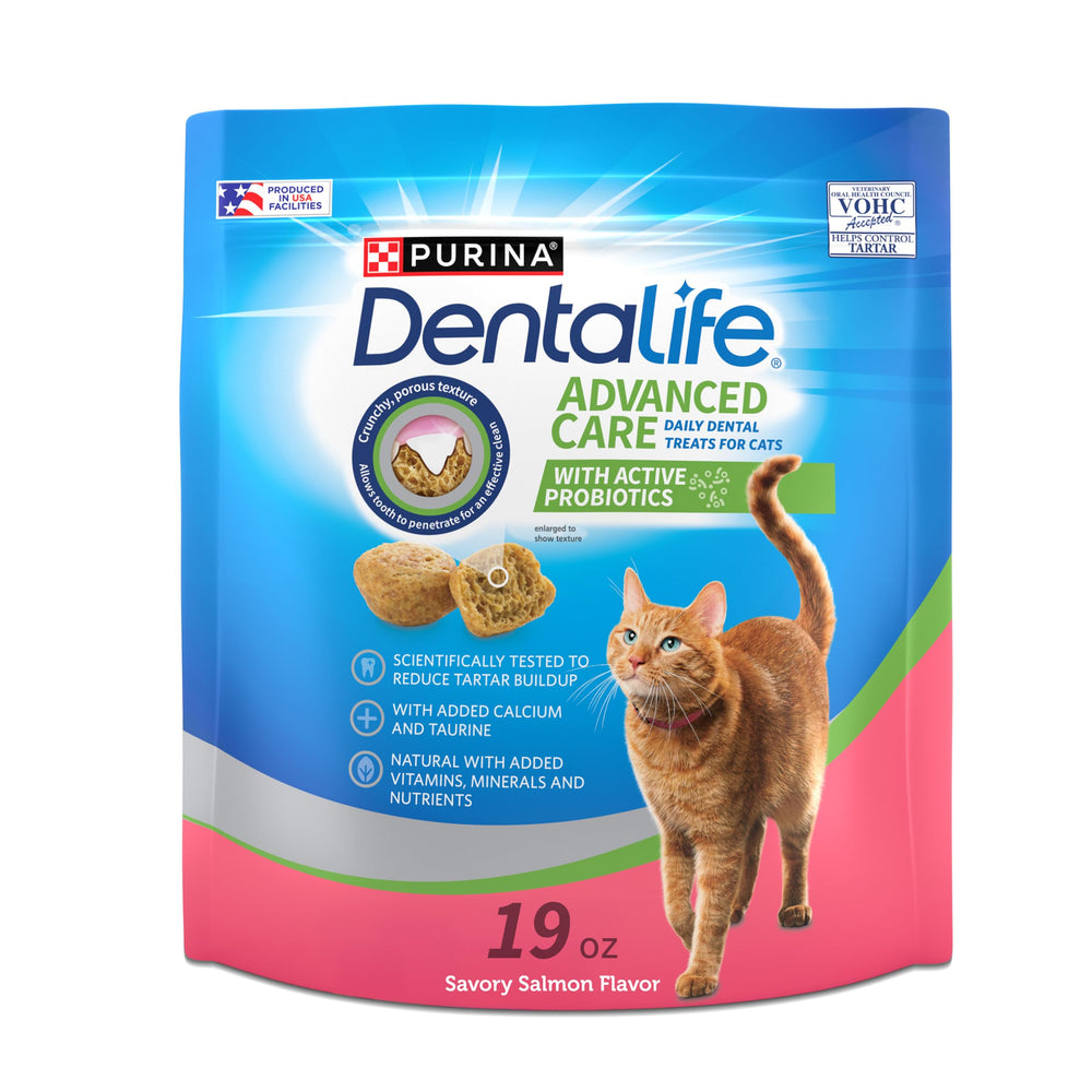 Dentalife – Sachet fermeture-éclair saumon: friandise dentaire croquante pour chats.