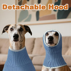 Pull DENTRUN rayures gris clair, allure élégante et isolation légère pour chien à long cou.