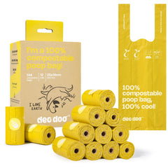 Deo Doo sacs compostables pour crottes de chien, rouleaux pratiques.