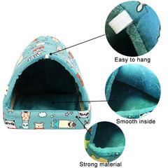Abri douillet Deofun pour chinchillas bleu et portable.