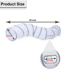 Tunnel Deofun durable et spacieux blanc, parfait pour chats et petits animaux.