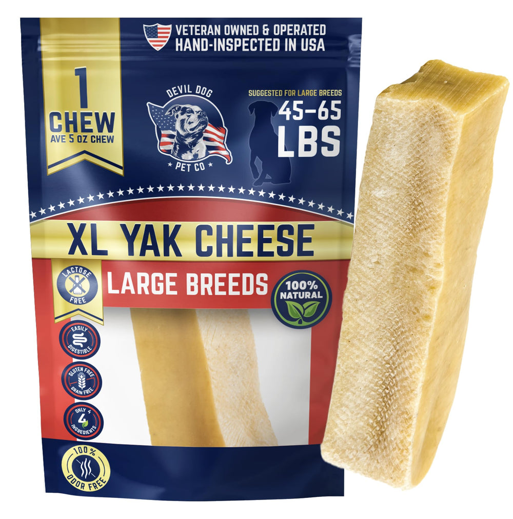 Devil Dog Pet Co Yak Cheese XL – emballage prêt à l’emploi pour usage quotidien.