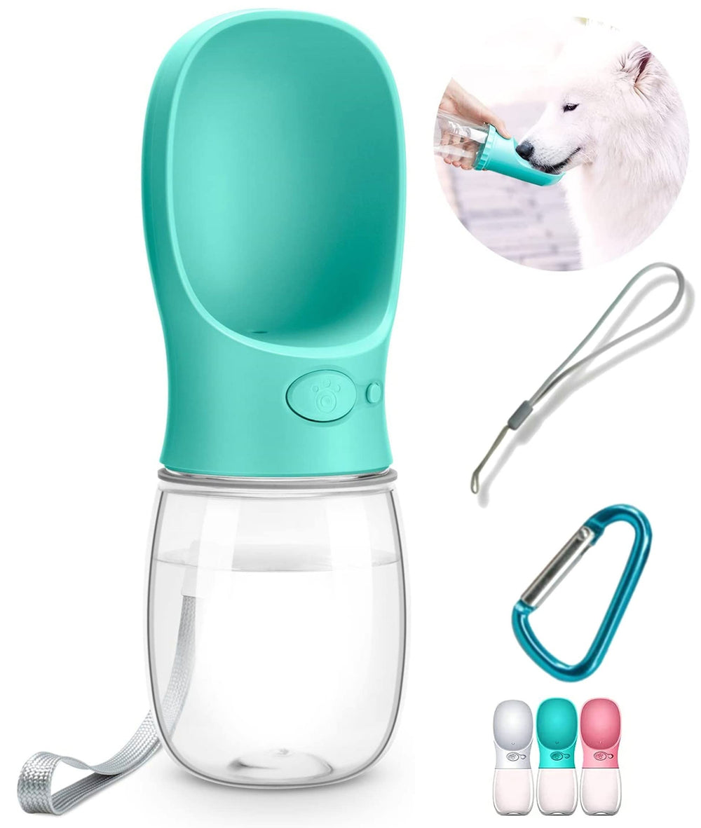 DEYACE bippie: bouteille chien 12oz bleu-vert, ouverture facile pour hydratation rapide.