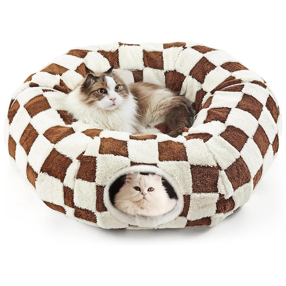 Tunnel chat DFENGDF avec donut douillet en sherpa pour repos cocooning.