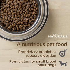 Diamond Naturals Petite Race emballage USA, produit fabriqué localement et de confiance.