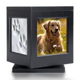 Urne personnalisée DiDiBirDi pour chien noir, mémoire durable et élégante.