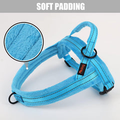 Didog harnais flanelle bleu — sangle réfléchissante pour la sécurité nocturne.