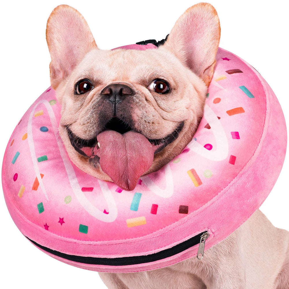 Didopet collier gonflable Donut rose, design adorable pour récupération.