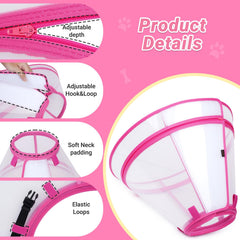 Didopet cone chien recovery XXL rose anneaux elastiques maintien sûr