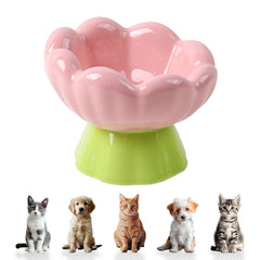 Bol DIF DECO chat surélevé rose tulipe, soutien du dos pendant les repas.