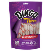 Friandise Dingo : bâtonnets torsadés au poulet, goût savoureux.