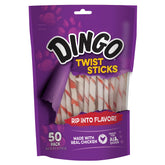 Dingo Bâtons torsadés au poulet réel, friandise savoureuse pour chiens actifs.