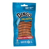 Dingo Delights: boîte refermable de 9 friandises au poulet pour chiens.