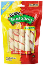 Dingo Twist Sticks au poulet réel enveloppé de cuir brut premium, pour chien, source de protéines.